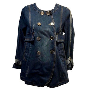Denim Roll Cuff Jean Jacket With Double Row of Buttons Size 6 NWOT